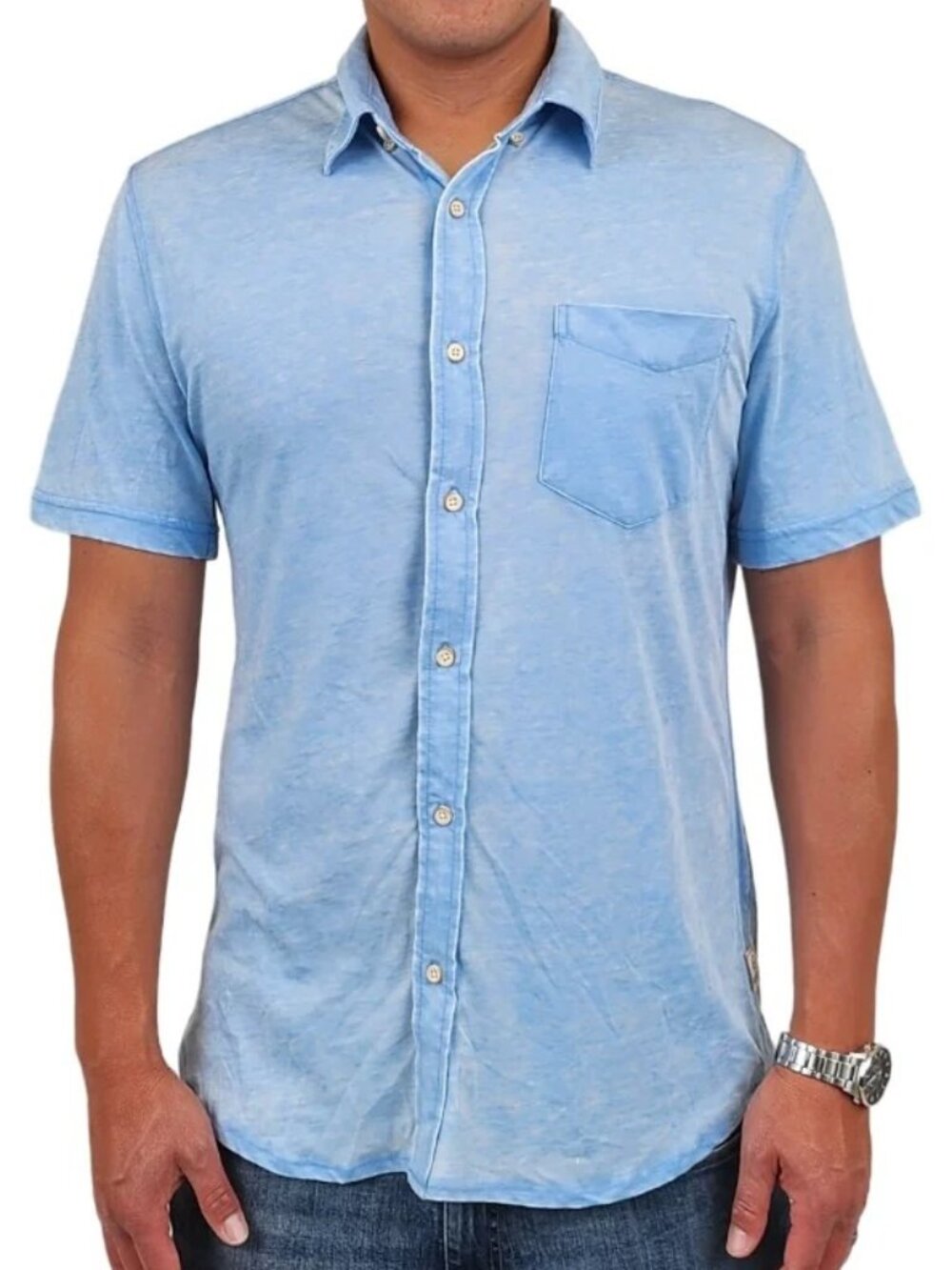 Surfside Supply Bright Blue Burnout Knit Short Sleeve Vintage Shirt